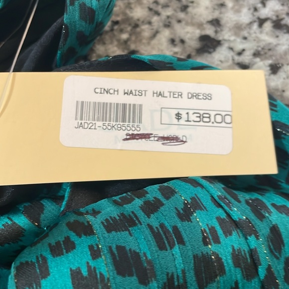 Women’s Jade by Melody Tam Cinch Waist Halter Dress. Teal. Size Large. NWT - Picture 7 of 7